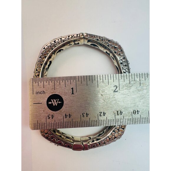 Estate Sarda Sterling Silver 925 Filigree Hinged Bangle Bracelet 6" 38.1g - Picture 11 of 13